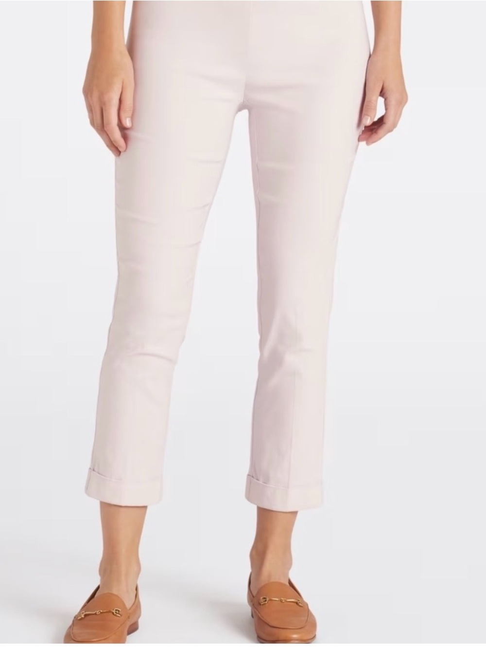 Tribal Fia Crop Straight Work Pants - Pale Pink Fitted Trouser